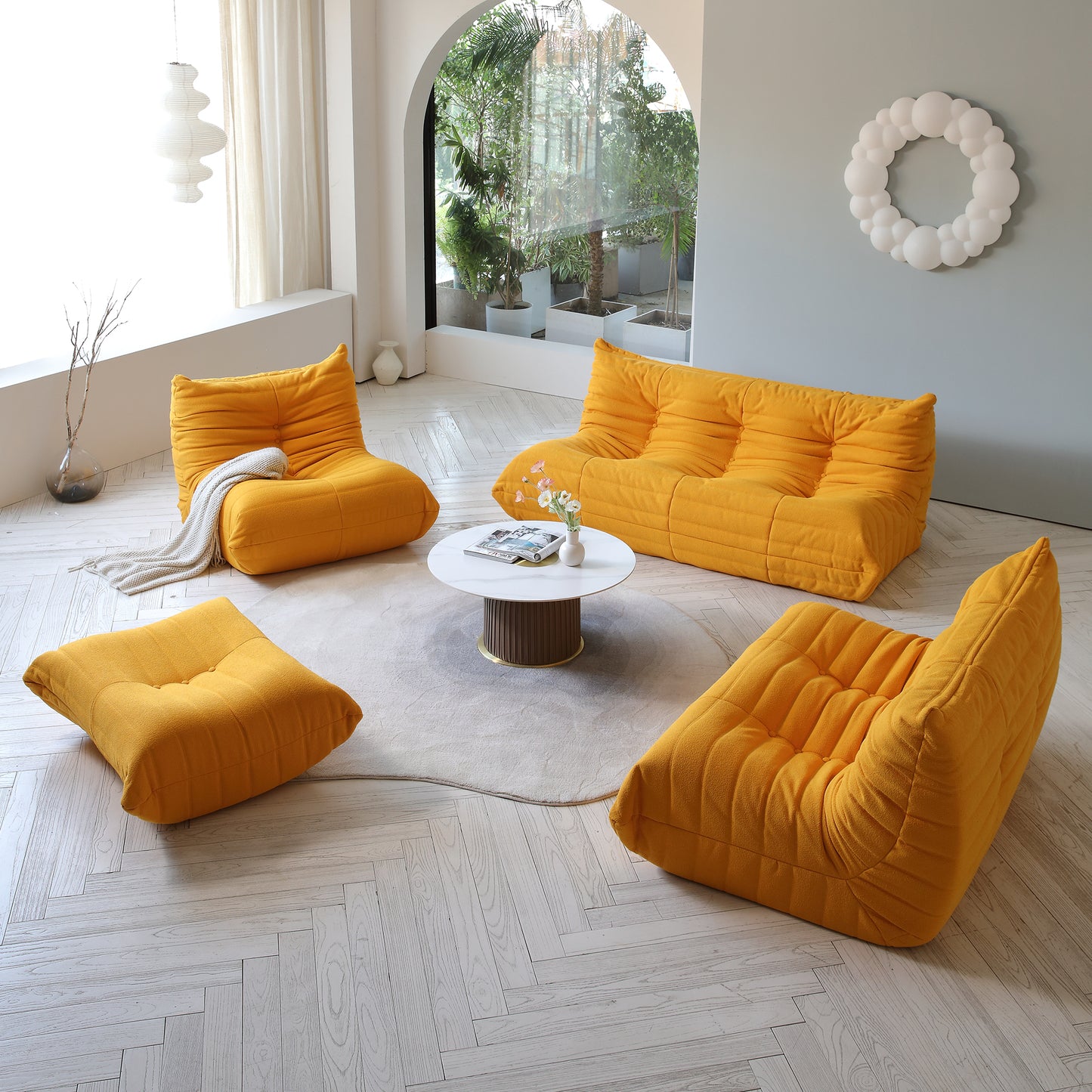 Modular Floor Sofa Set, a contemporary seating solution designed for ultimate comfort and style ..orange