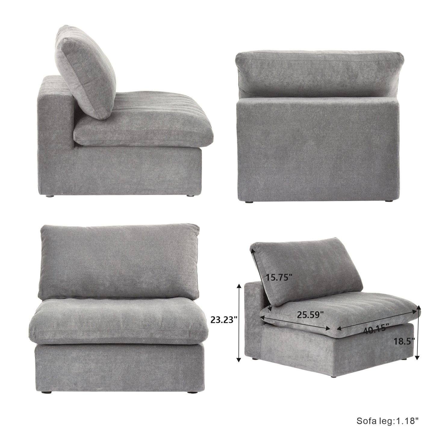 luxurious Corduroy Sectional Sofa Set (Gray) is crafted with a wooden frame and sponge filling, offering durability and comfort. Its modular design and modern style make it versatile for various settings like living rooms, villas, or hotels.