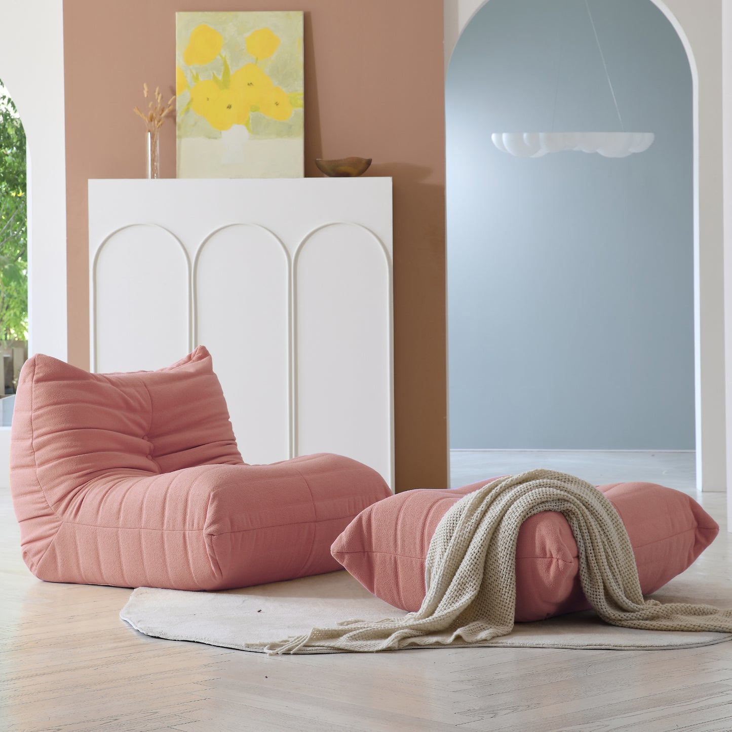 Modular Floor Sofa Set, a contemporary seating solution designed for ultimate comfort and style ..Pink