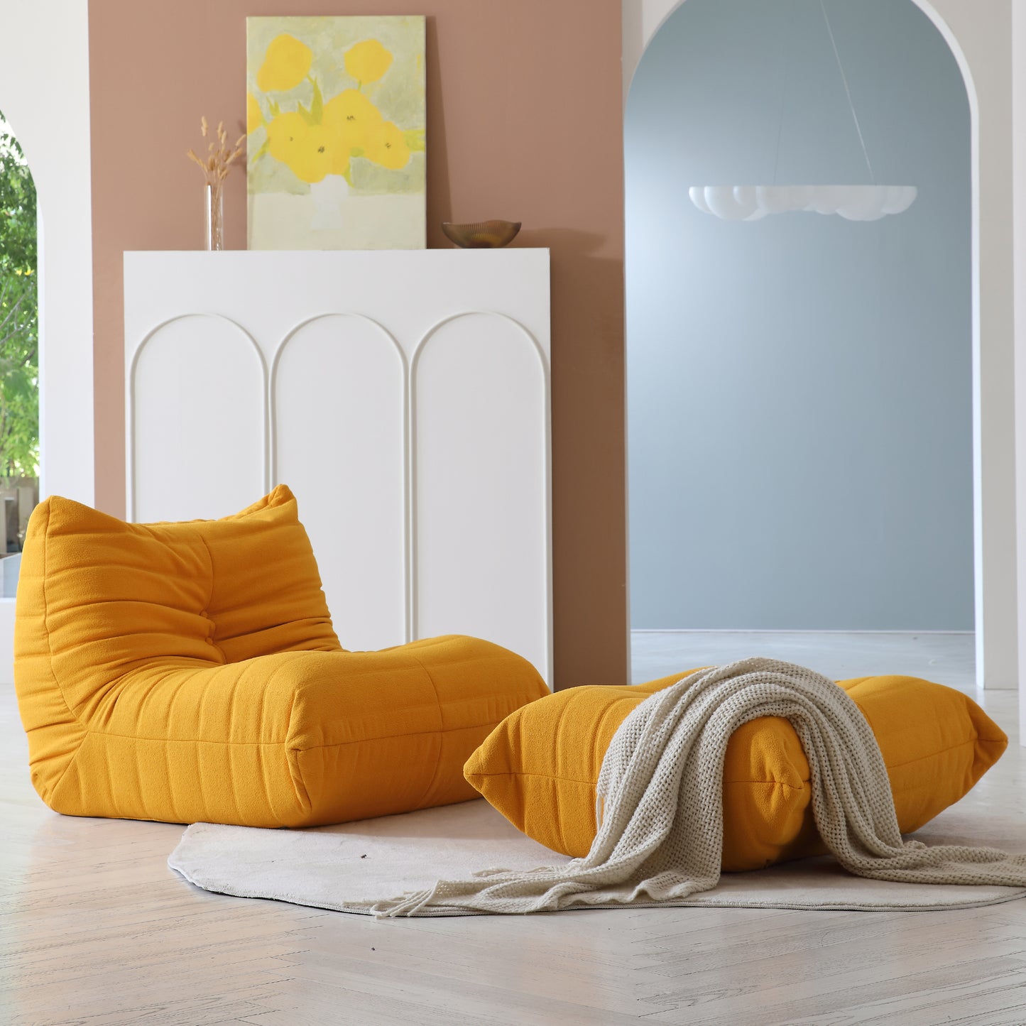 Modular Floor Sofa Set, a contemporary seating solution designed for ultimate comfort and style ..orange