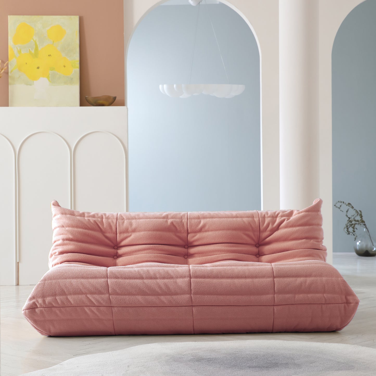 Modular Floor Sofa Set, a contemporary seating solution designed for ultimate comfort and style ..Pink
