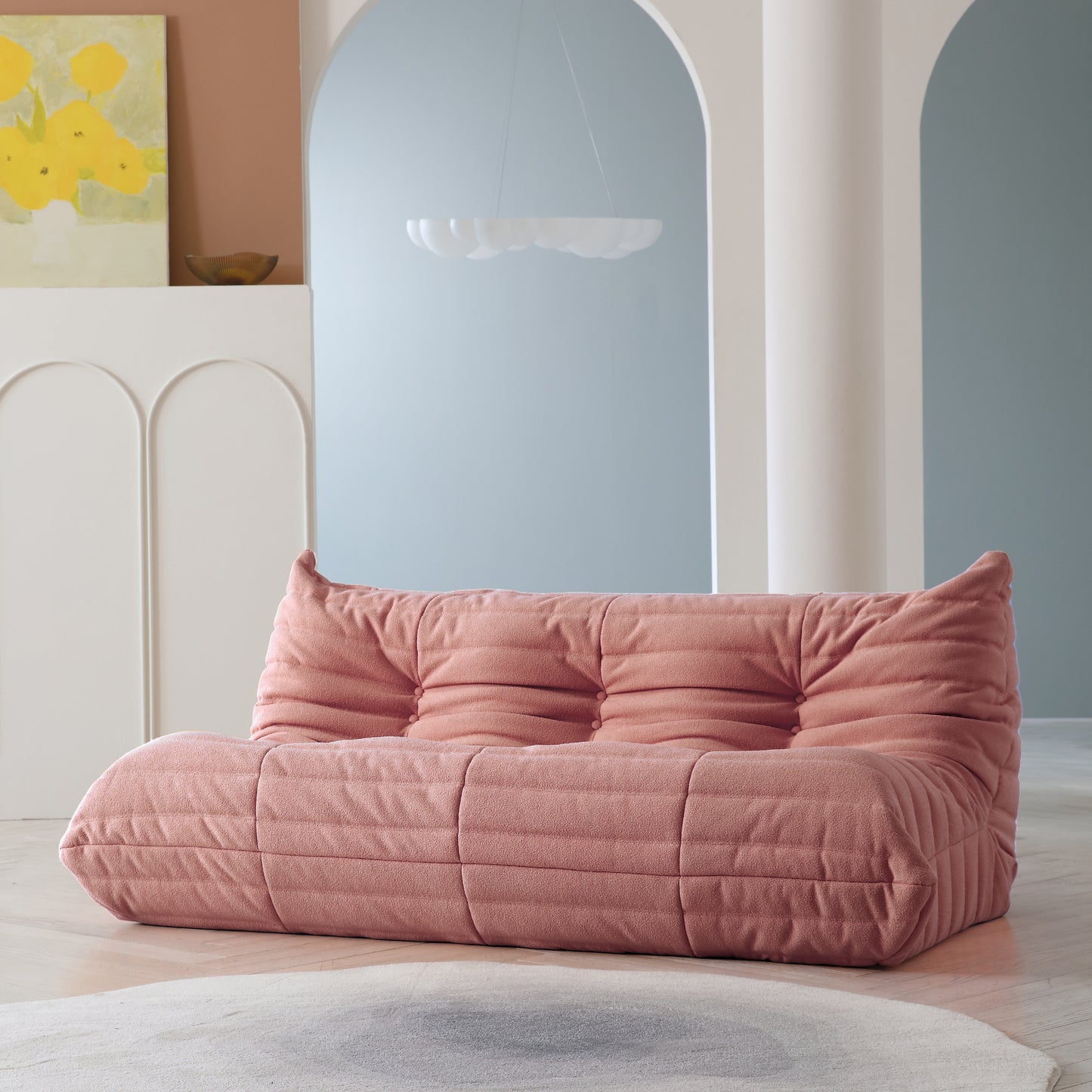 Modular Floor Sofa Set, a contemporary seating solution designed for ultimate comfort and style ..Pink