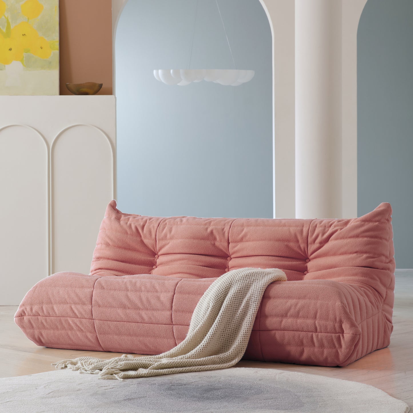 Modular Floor Sofa Set, a contemporary seating solution designed for ultimate comfort and style ..Pink