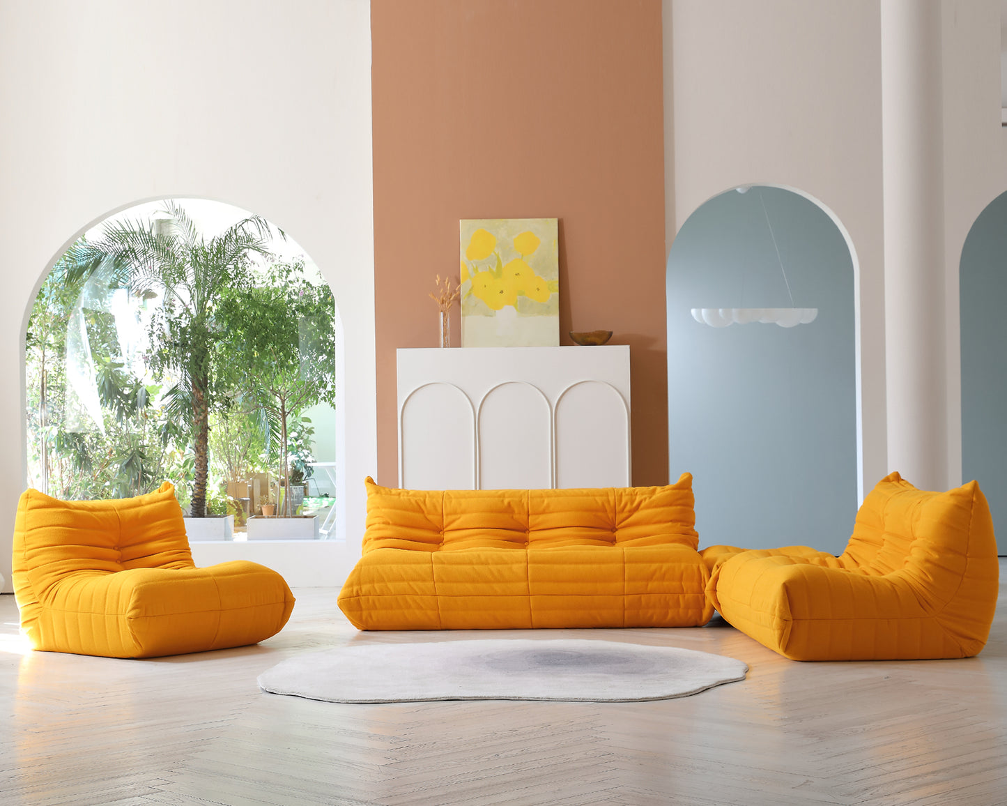 Modular Floor Sofa Set, a contemporary seating solution designed for ultimate comfort and style ..orange