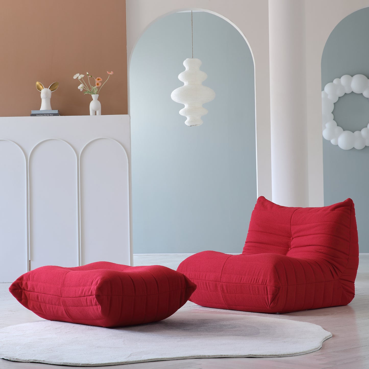 Modular Floor Sofa Set, a contemporary seating solution designed for ultimate comfort and style ..Red