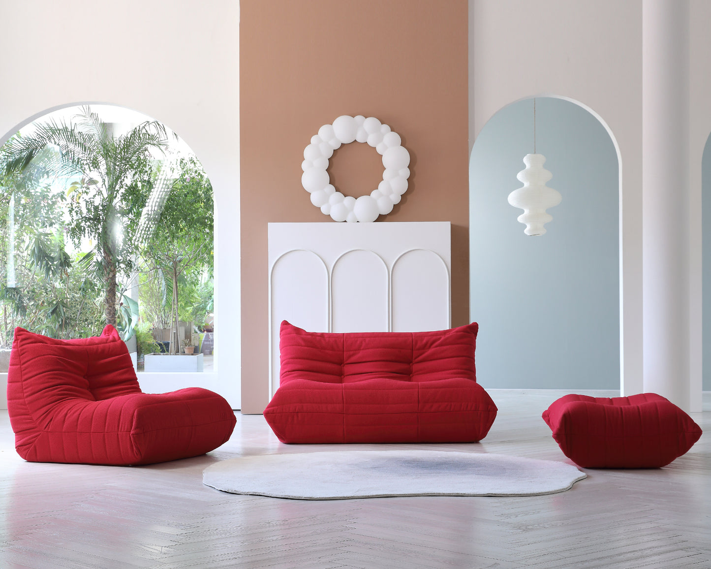 Modular Floor Sofa Set, a contemporary seating solution designed for ultimate comfort and style ..Red