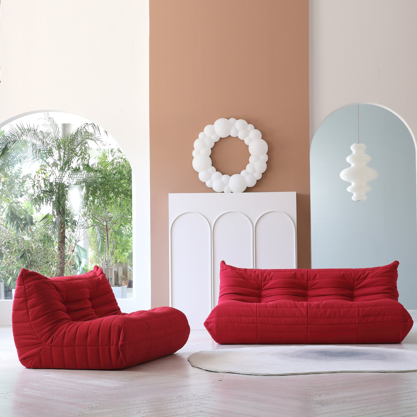 Modular Floor Sofa Set, a contemporary seating solution designed for ultimate comfort and style ..Red