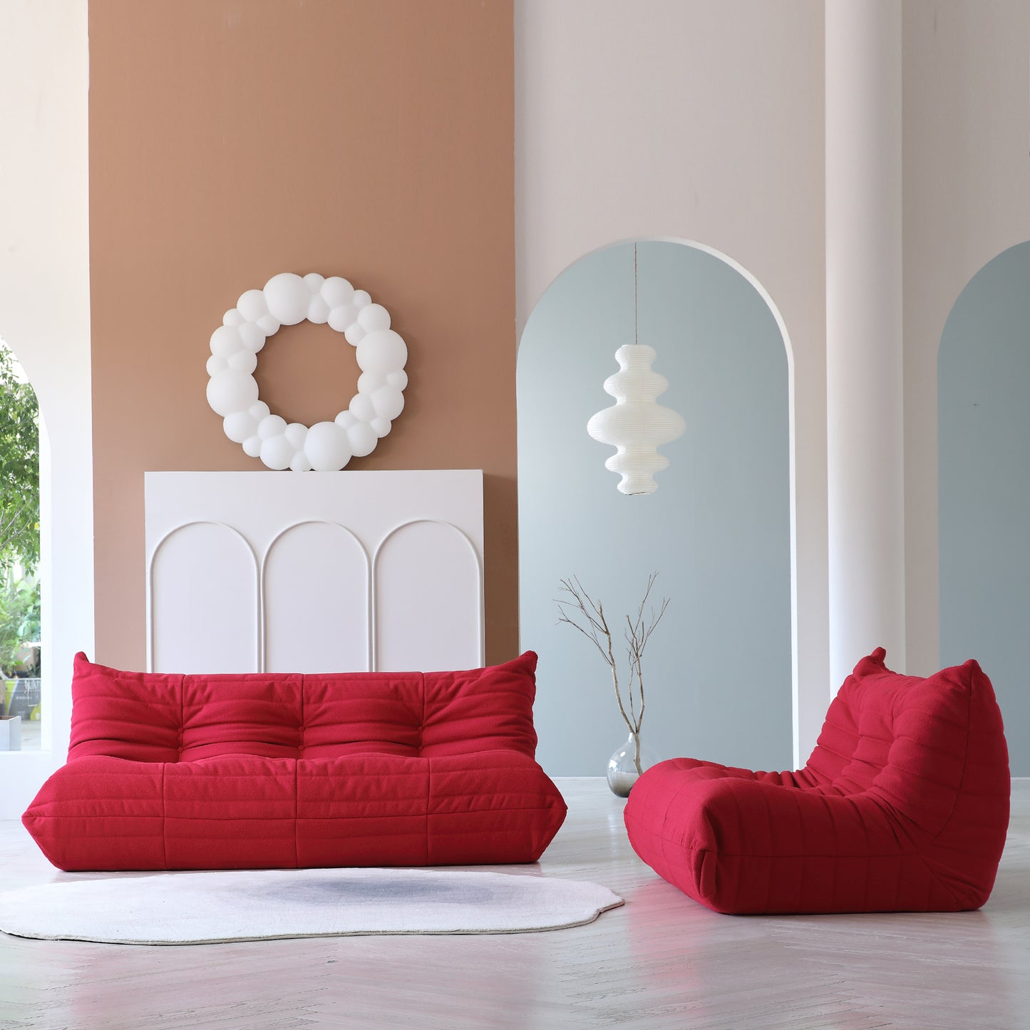 Modular Floor Sofa Set, a contemporary seating solution designed for ultimate comfort and style ..Red