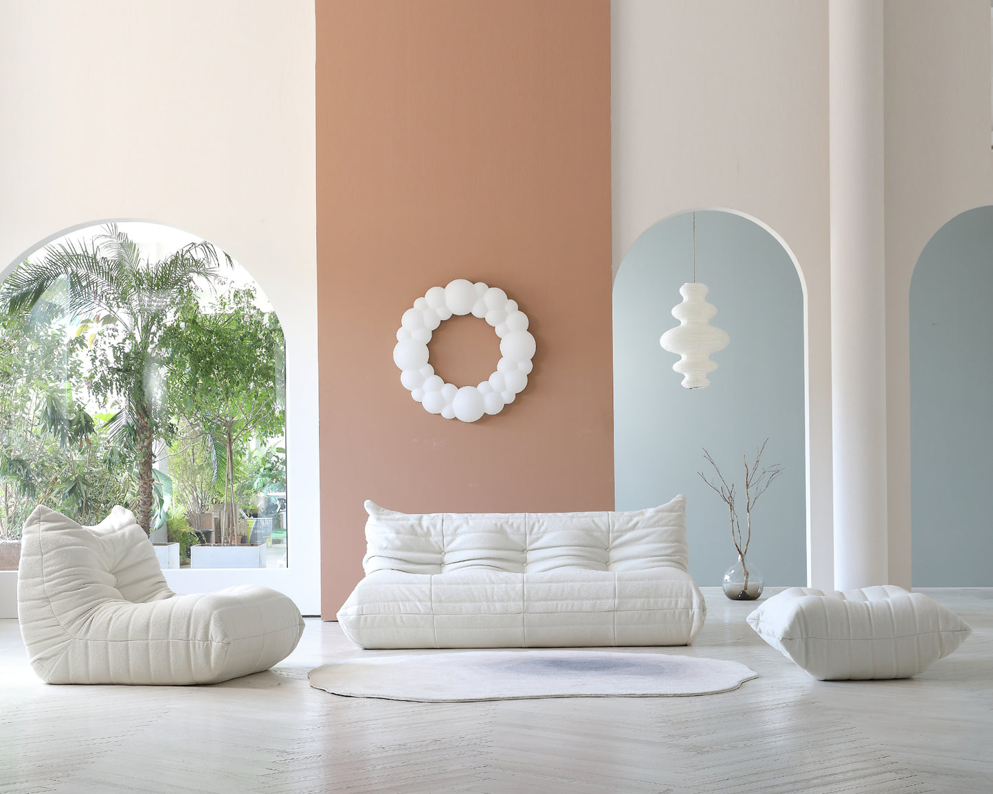 Modular Floor Sofa Set, a contemporary seating solution designed for ultimate comfort and style ..white