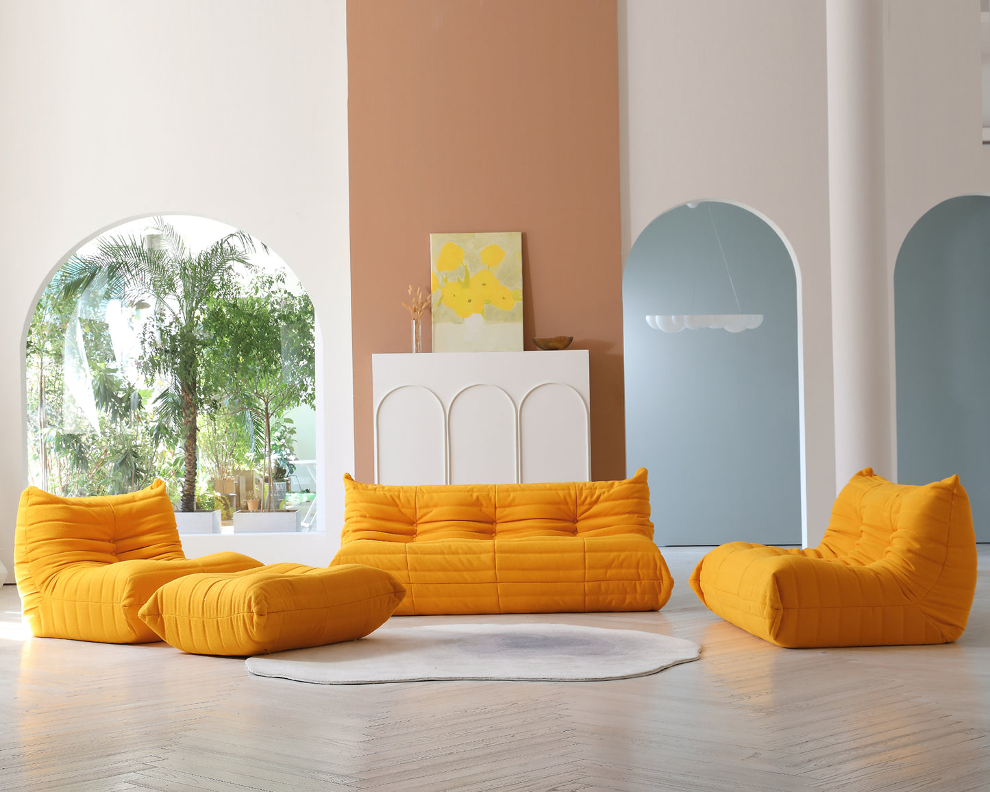 Modular Floor Sofa Set, a contemporary seating solution designed for ultimate comfort and style ..orange