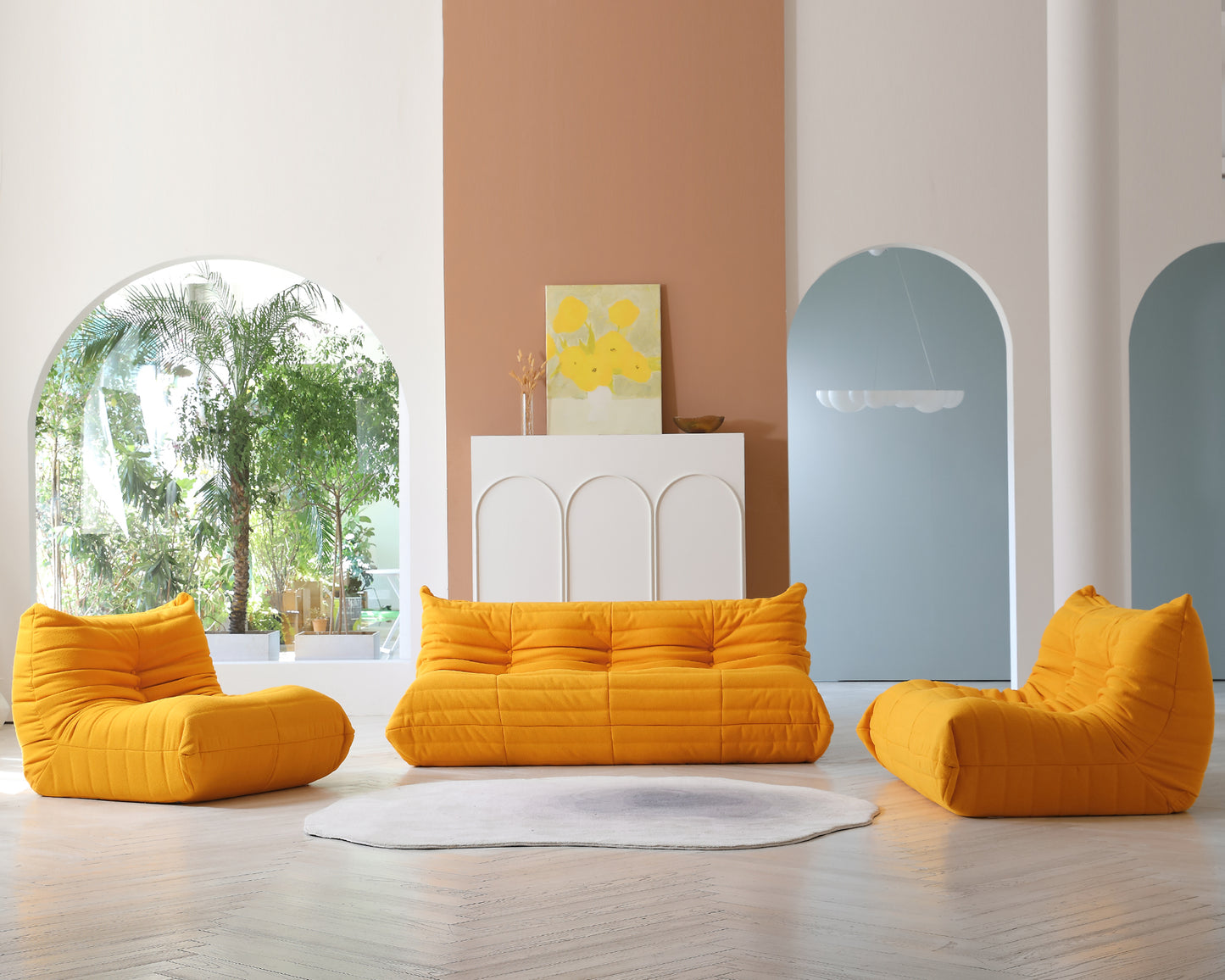 Modular Floor Sofa Set, a contemporary seating solution designed for ultimate comfort and style ..orange