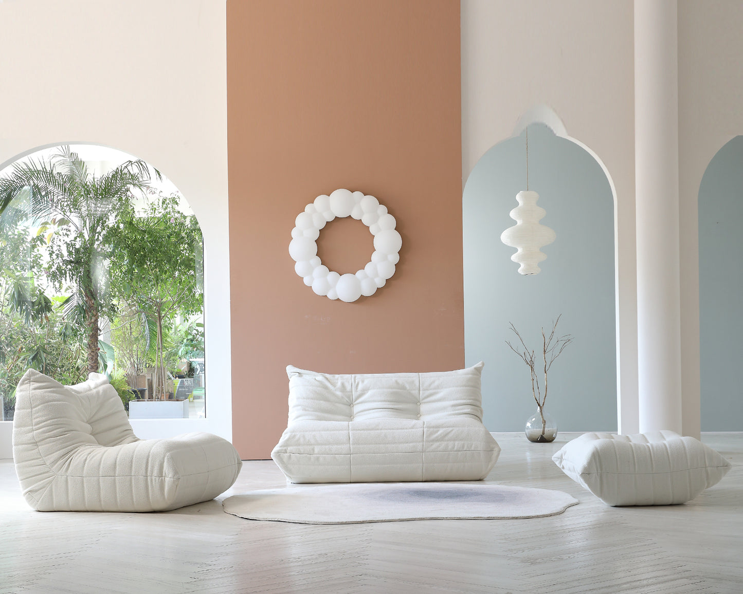 Modular Floor Sofa Set, a contemporary seating solution designed for ultimate comfort and style ..white