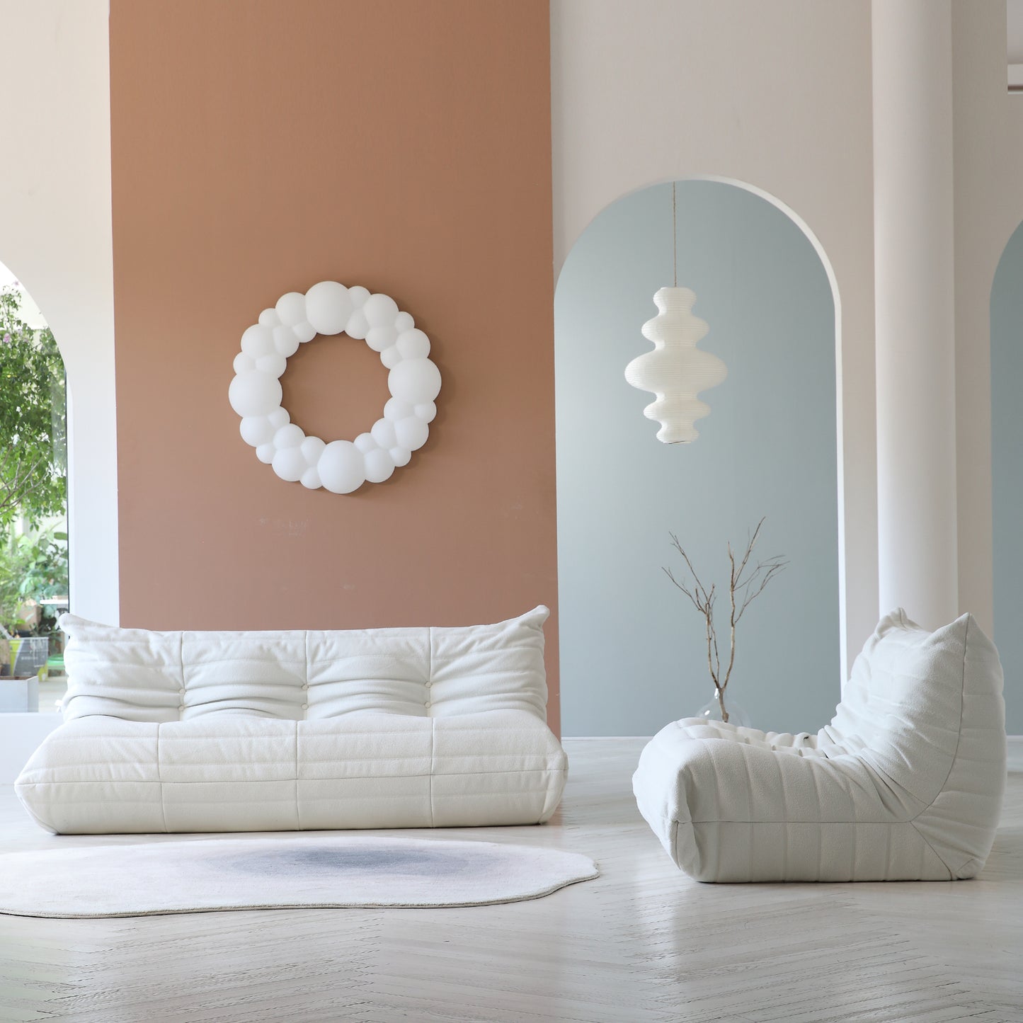 Modular Floor Sofa Set, a contemporary seating solution designed for ultimate comfort and style ..white