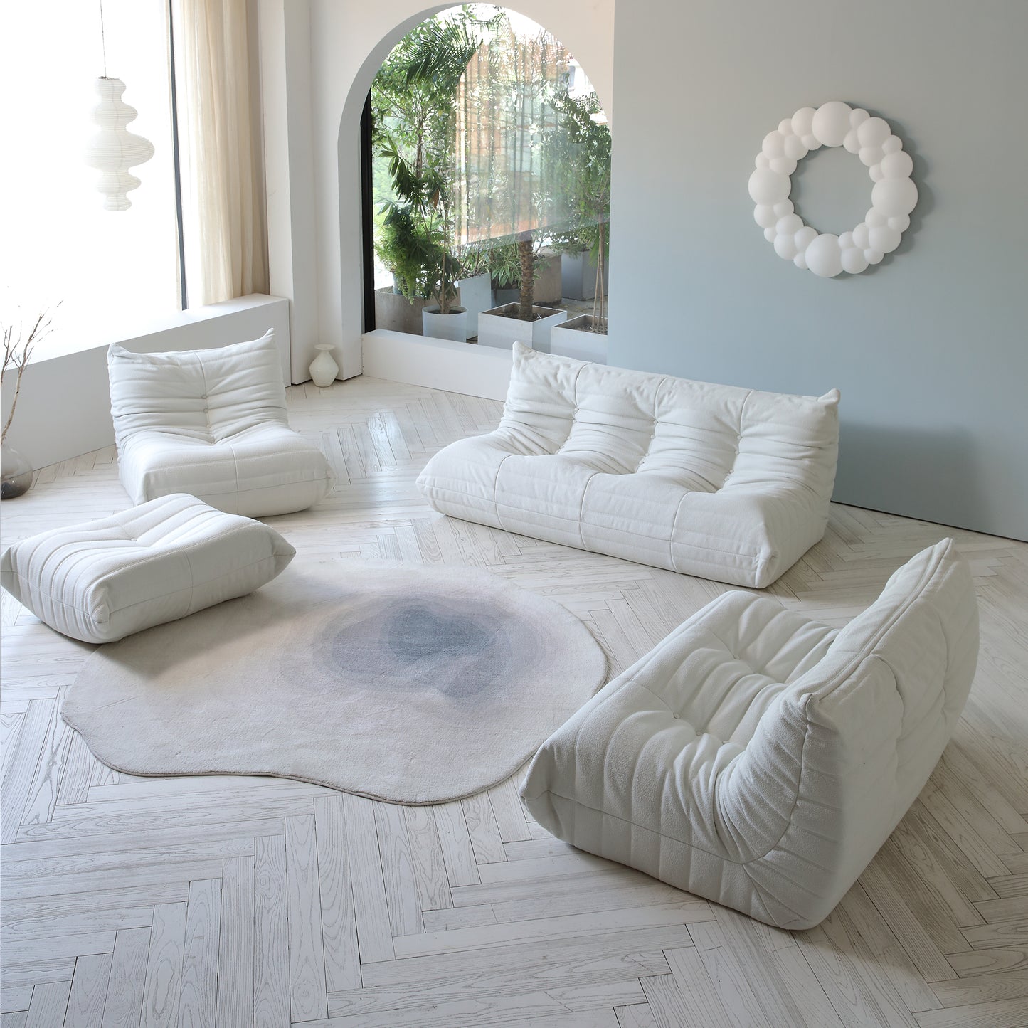 Modular Floor Sofa Set, a contemporary seating solution designed for ultimate comfort and style ..white