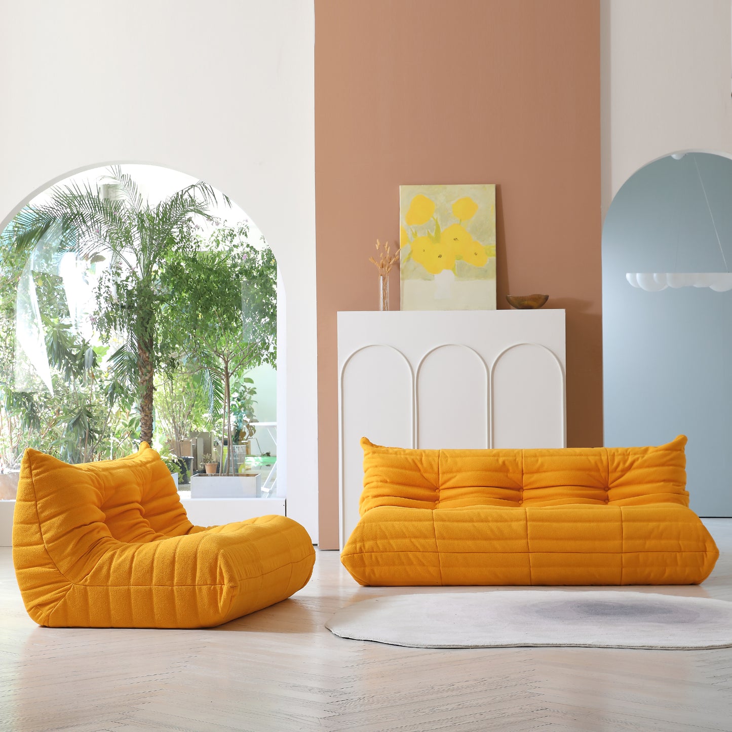 Modular Floor Sofa Set, a contemporary seating solution designed for ultimate comfort and style ..orange