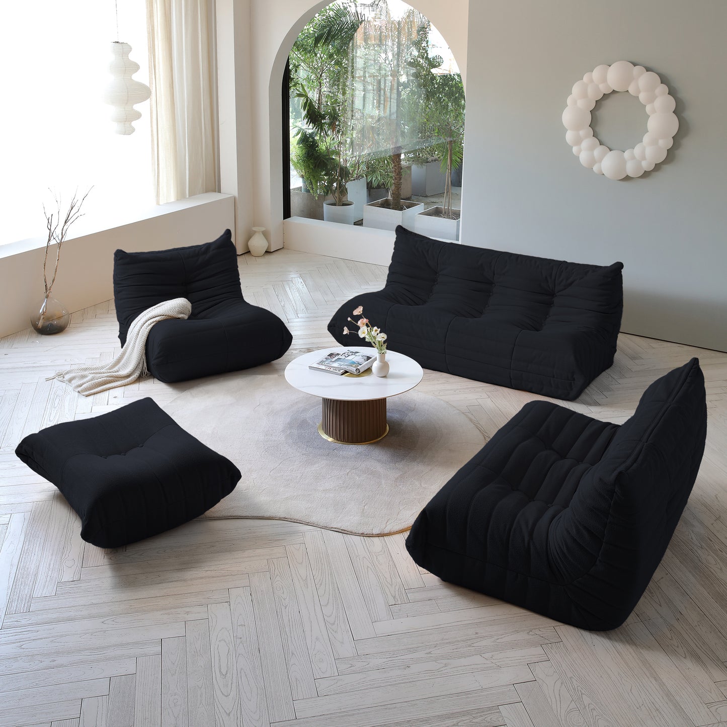 Modular Floor Sofa Set, a contemporary seating solution designed for ultimate comfort and style ..Black