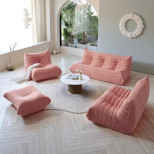 Modular Floor Sofa Set, a contemporary seating solution designed for ultimate comfort and style ..Pink