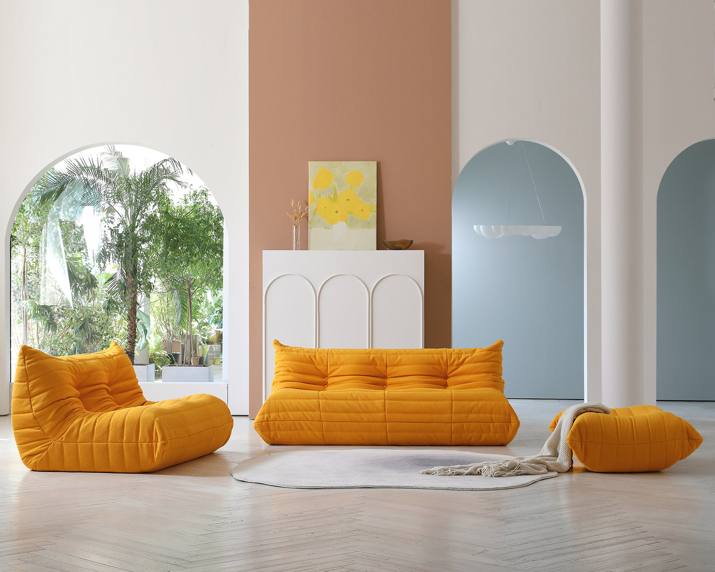 Modular Floor Sofa Set, a contemporary seating solution designed for ultimate comfort and style ..orange