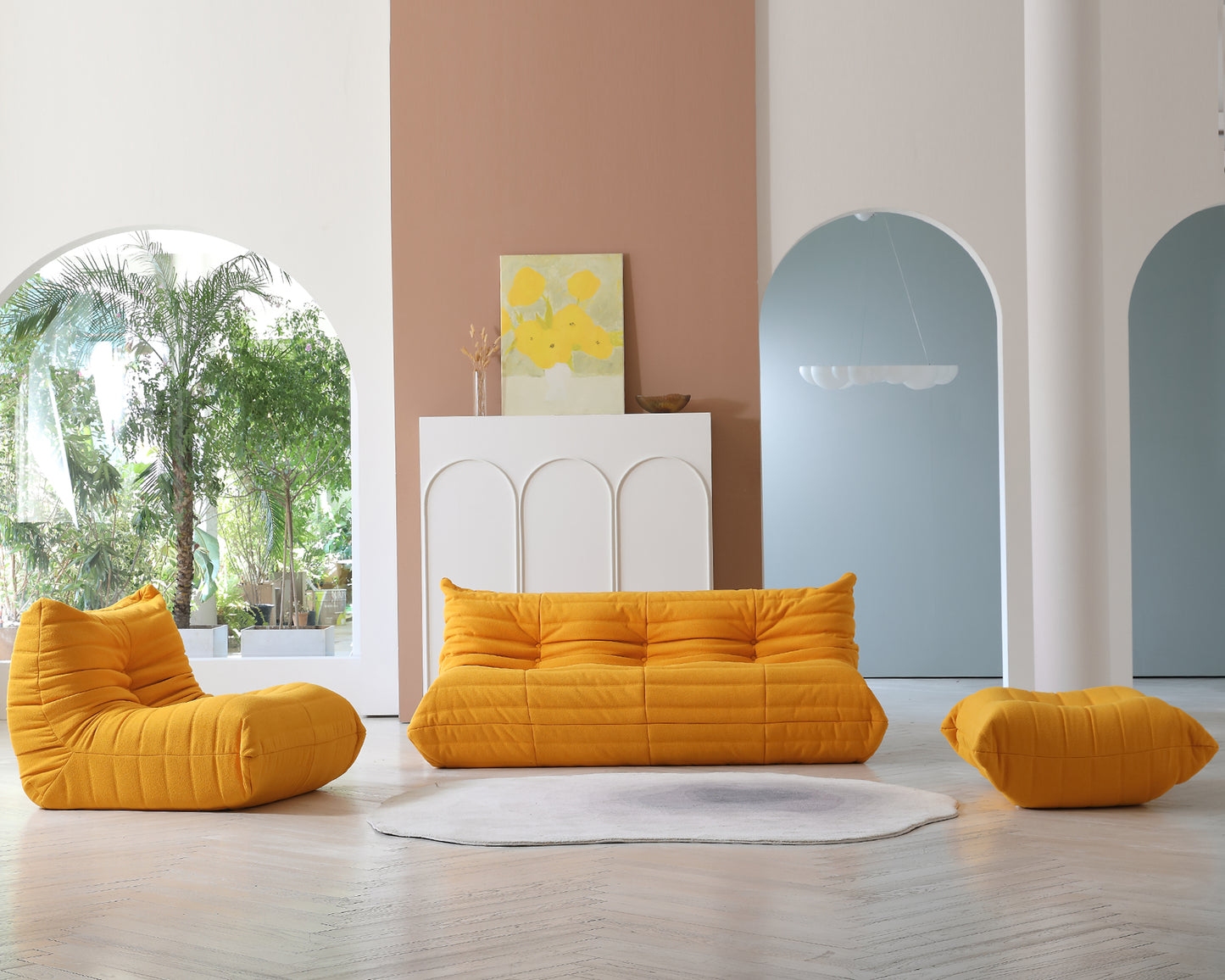Modular Floor Sofa Set, a contemporary seating solution designed for ultimate comfort and style ..orange