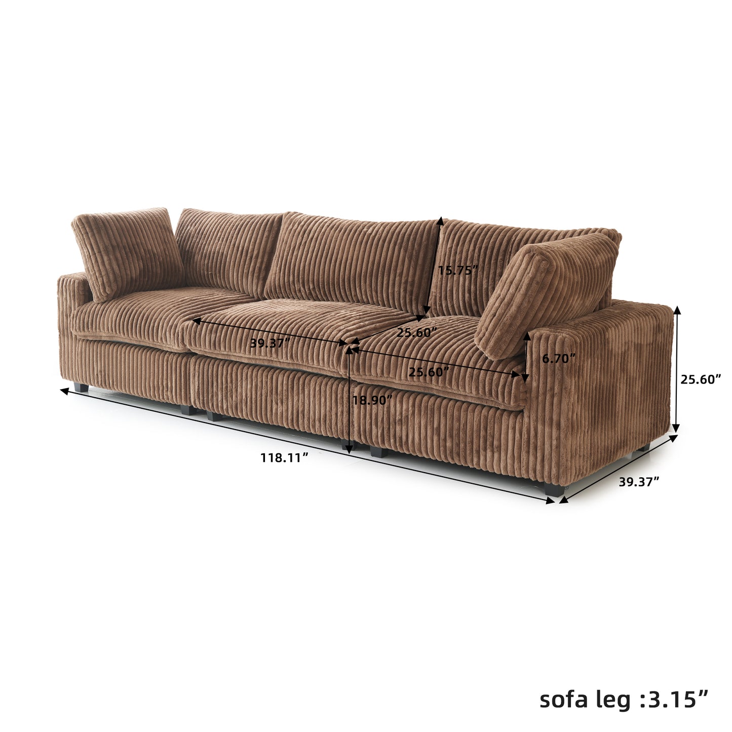 luxurious Corduroy Sectional Sofa Set is crafted with a wooden frame and sponge filling, offering durability and comfort. Its modular design and modern style make it versatile for various settings like living rooms, villas, or hotels.