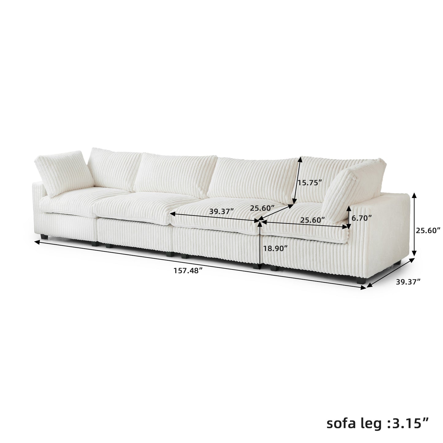 luxurious Corduroy Sectional Sofa Set is crafted with a wooden frame and sponge filling, offering durability and comfort. Its modular design and modern style make it versatile for various settings like living rooms, villas, or hotels.