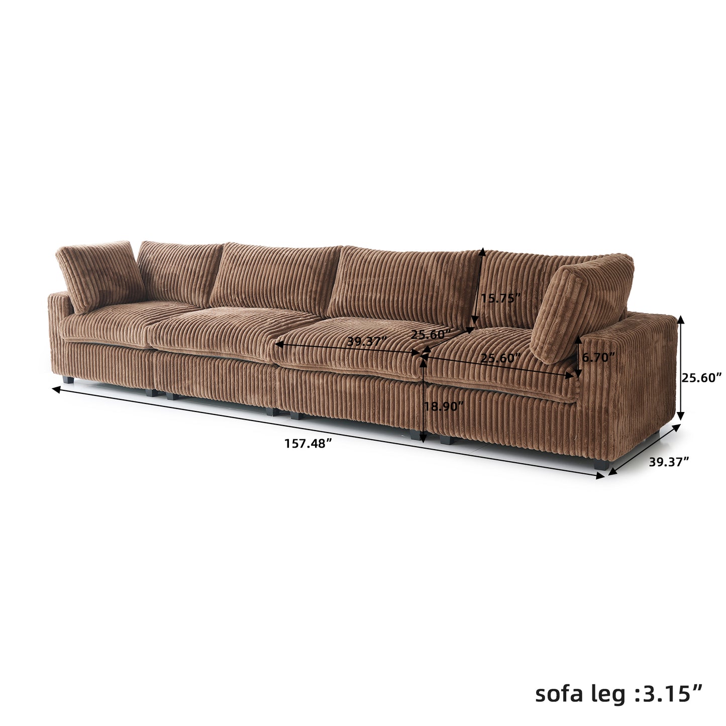 luxurious Corduroy Sectional Sofa Set is crafted with a wooden frame and sponge filling, offering durability and comfort. Its modular design and modern style make it versatile for various settings like living rooms, villas, or hotels.