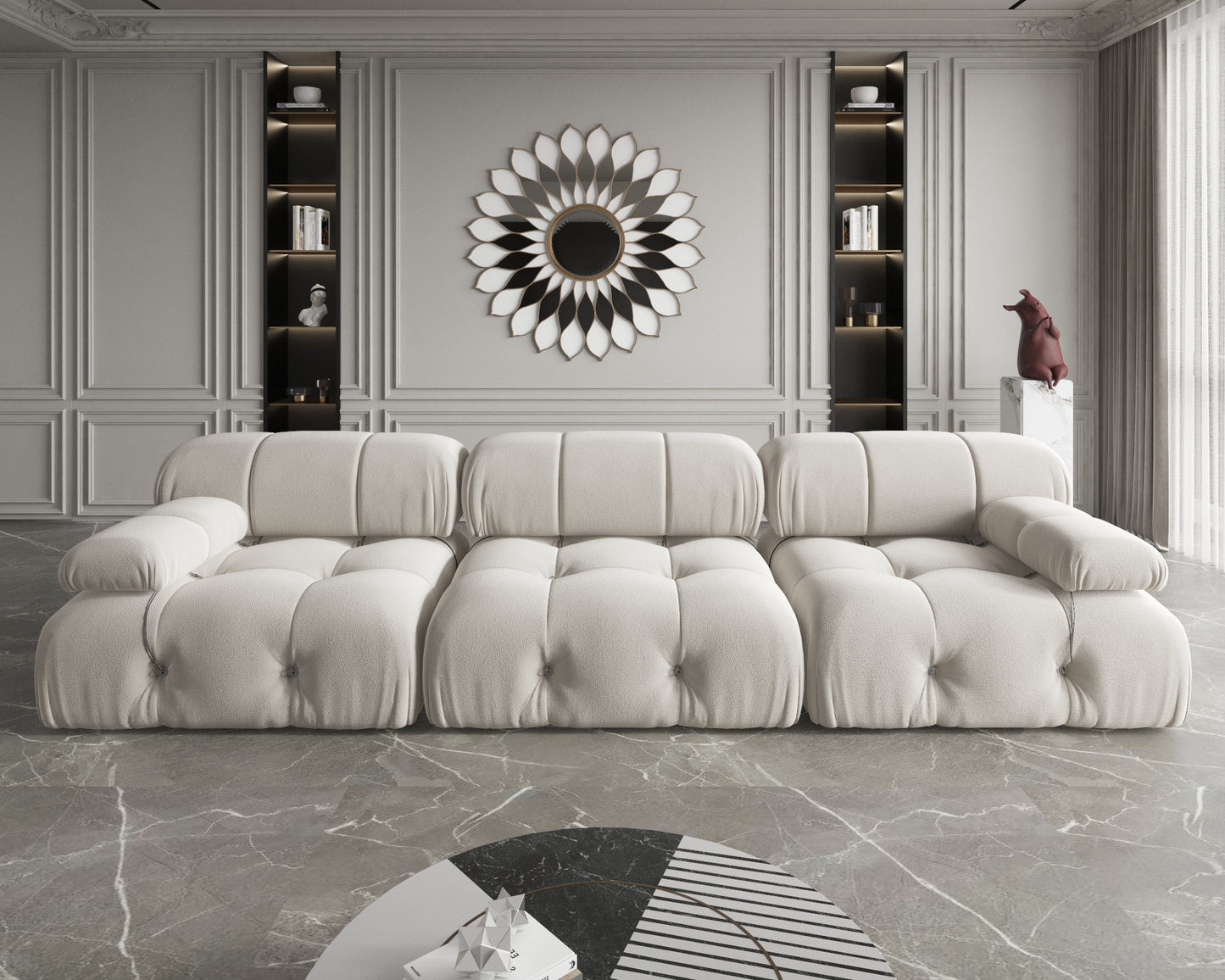 Atunus SF-105 Mario Bellini L-Shaped Velvet Modular Sectional Sofa