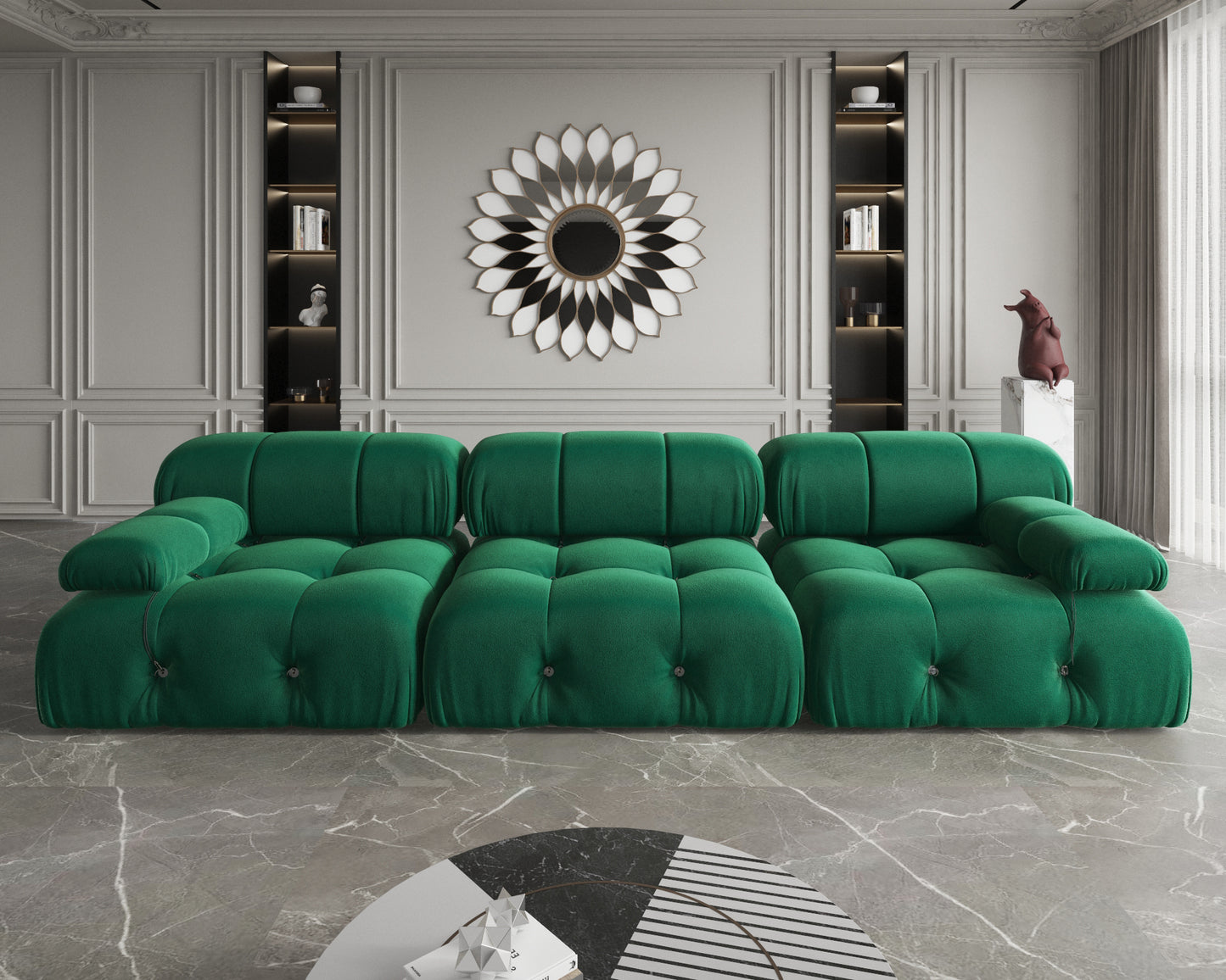 Atunus SF-105 Mario Bellini L-Shaped Velvet Modular Sectional Sofa