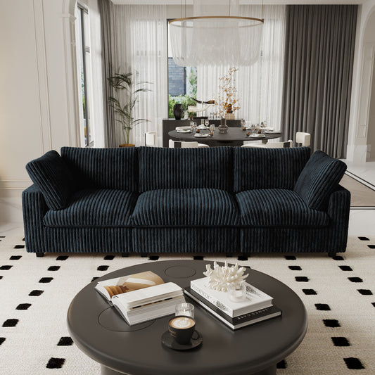 luxurious Corduroy Sectional Sofa Set is crafted with a wooden frame and sponge filling, offering durability and comfort. Its modular design and modern style make it versatile for various settings like living rooms, villas, or hotels. (Copy)