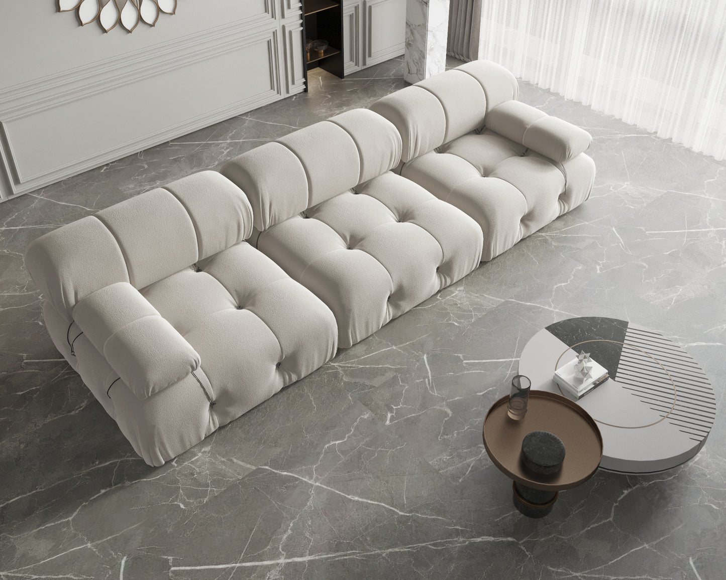 Atunus SF-105 Mario Bellini L-Shaped Velvet Modular Sectional Sofa
