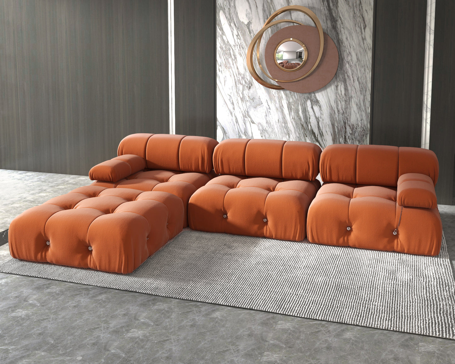 Atunus SF-105 Mario Bellini L-Shaped Velvet Modular Sectional Sofa