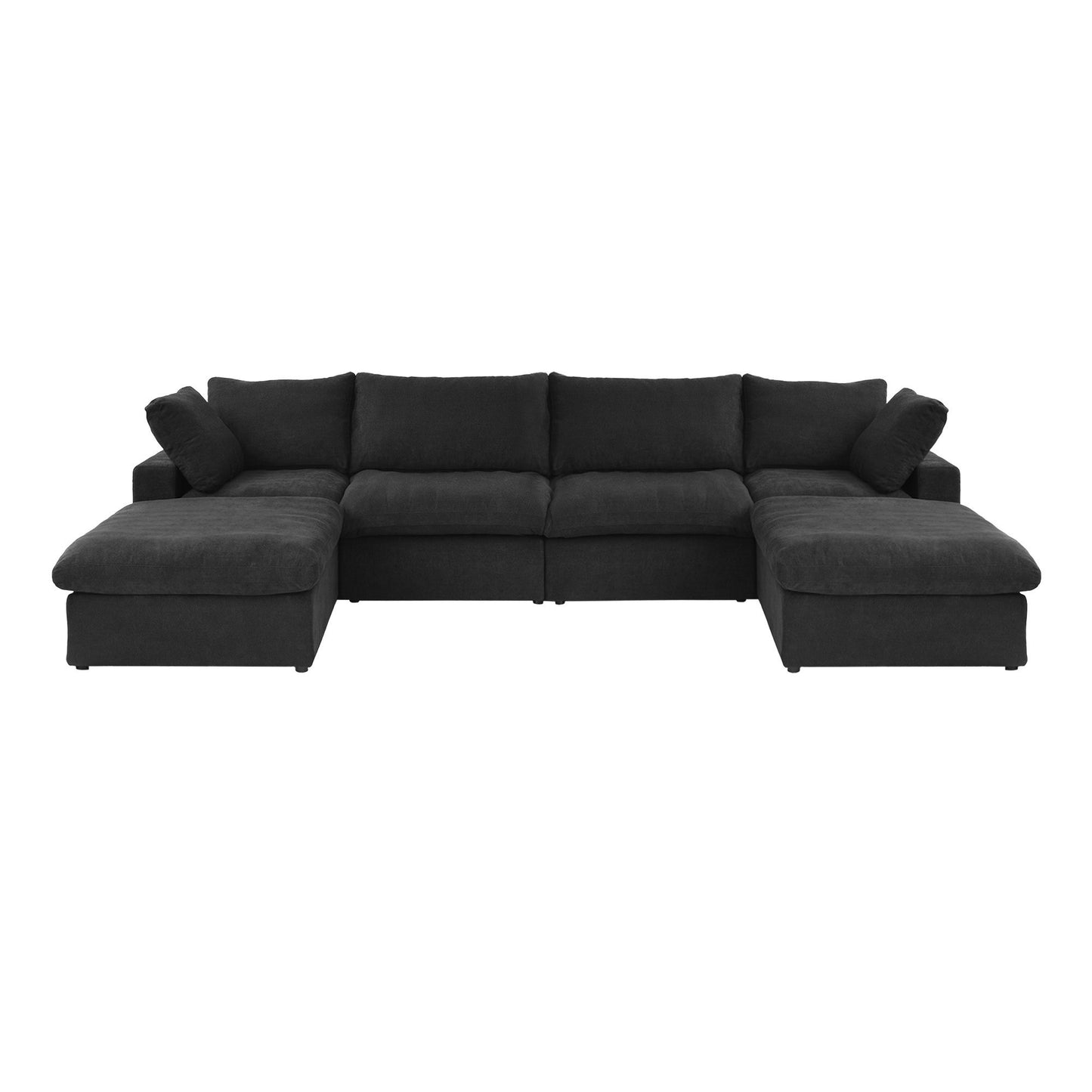 luxurious Corduroy Sectional Sofa Set (Black) is crafted with a wooden frame and sponge filling, offering durability and comfort. Its modular design and modern style make it versatile for various settings like living rooms, villas, or hotels.