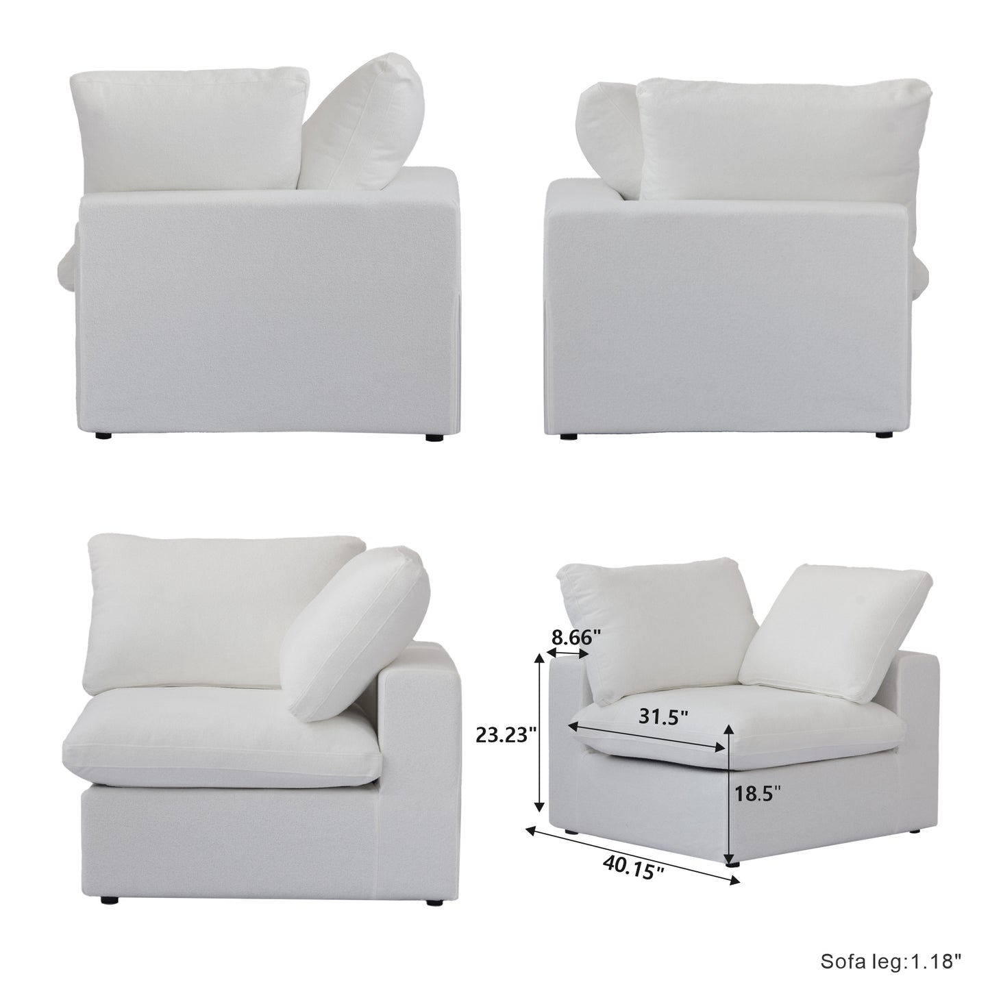 luxurious Corduroy Sectional Sofa Set (White) is crafted with a wooden frame and sponge filling, offering durability and comfort. Its modular design and modern style make it versatile for various settings like living rooms, villas, or hotels.