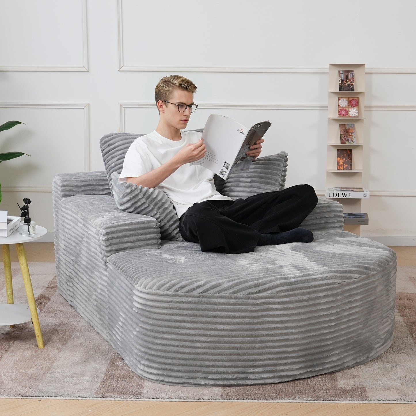 Atunus Modern Oval Corduroy Single Seat Sofa Chair