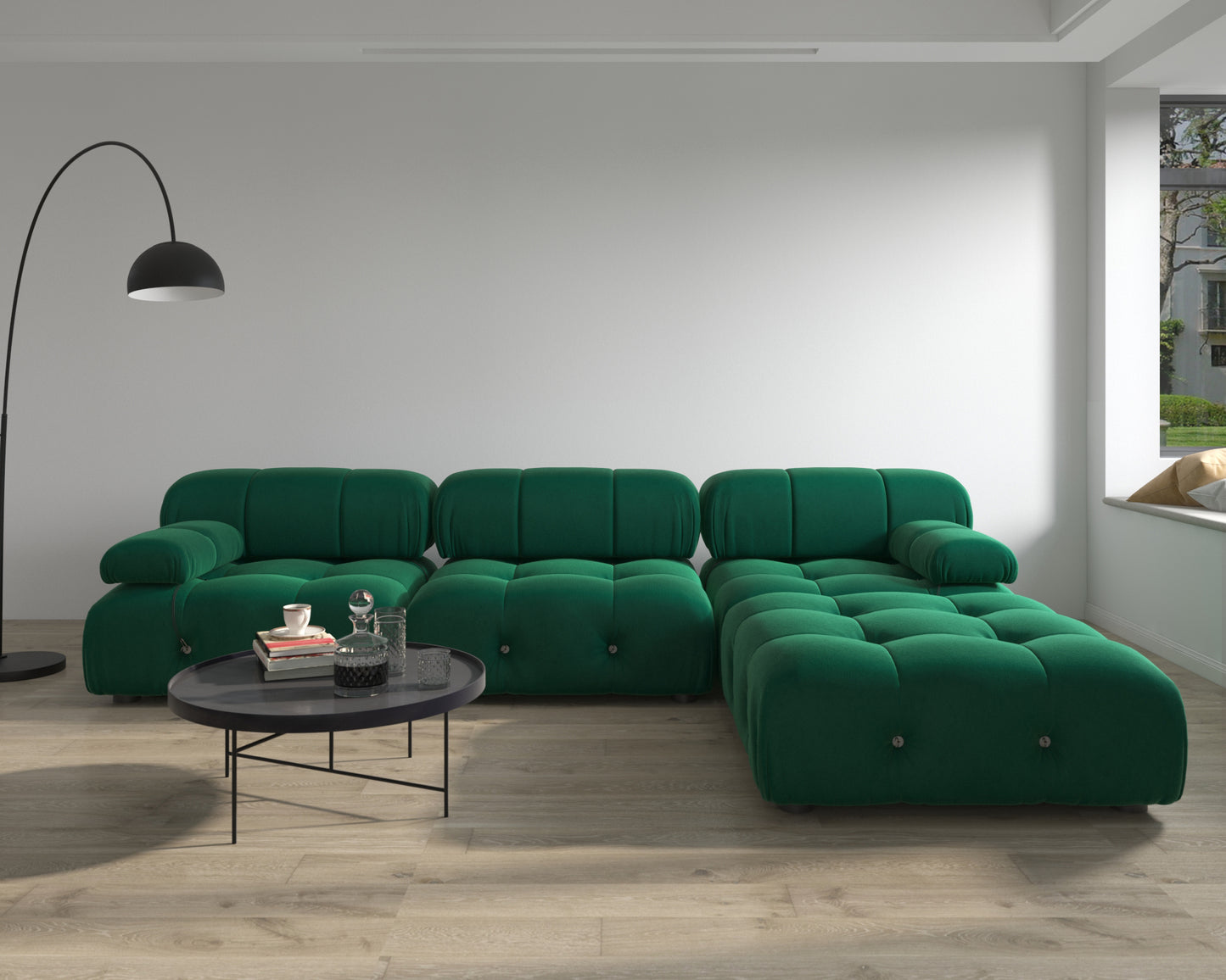 Atunus SF-105 Mario Bellini L-Shaped Velvet Modular Sectional Sofa