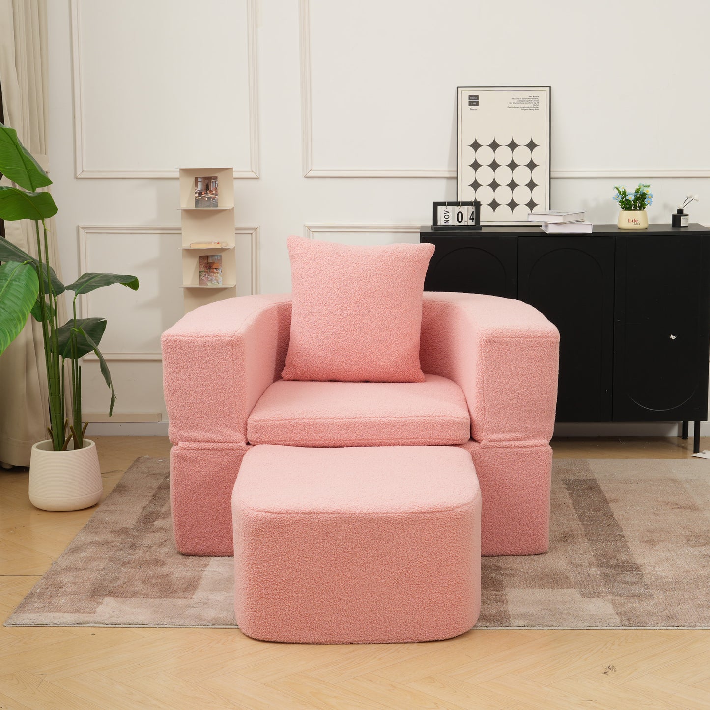 Luxury Oval Teddy Bouclé Folding Single Sofa Bed by Atunus