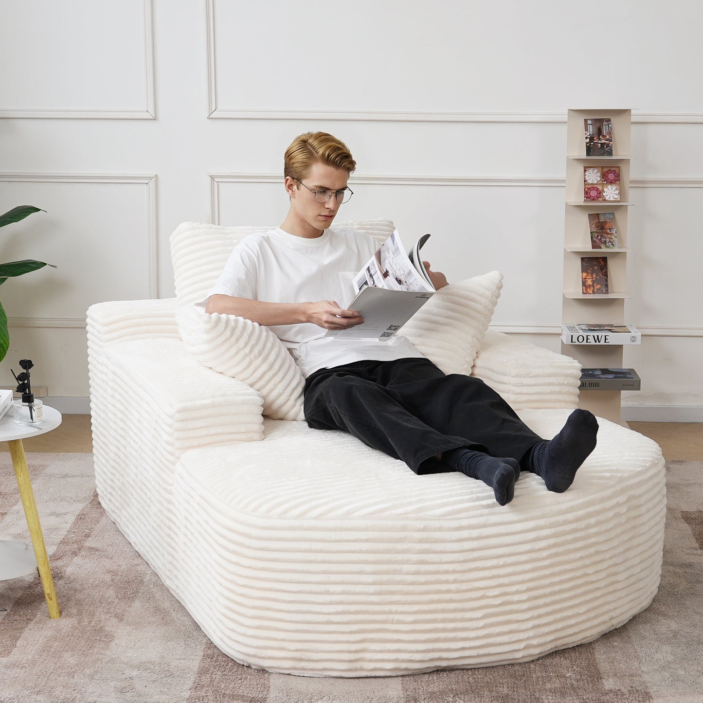 Atunus Modern Oval Corduroy Single Seat Sofa Chair
