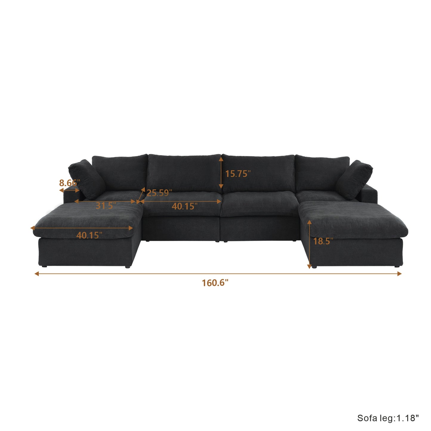 luxurious Corduroy Sectional Sofa Set (Black) is crafted with a wooden frame and sponge filling, offering durability and comfort. Its modular design and modern style make it versatile for various settings like living rooms, villas, or hotels.