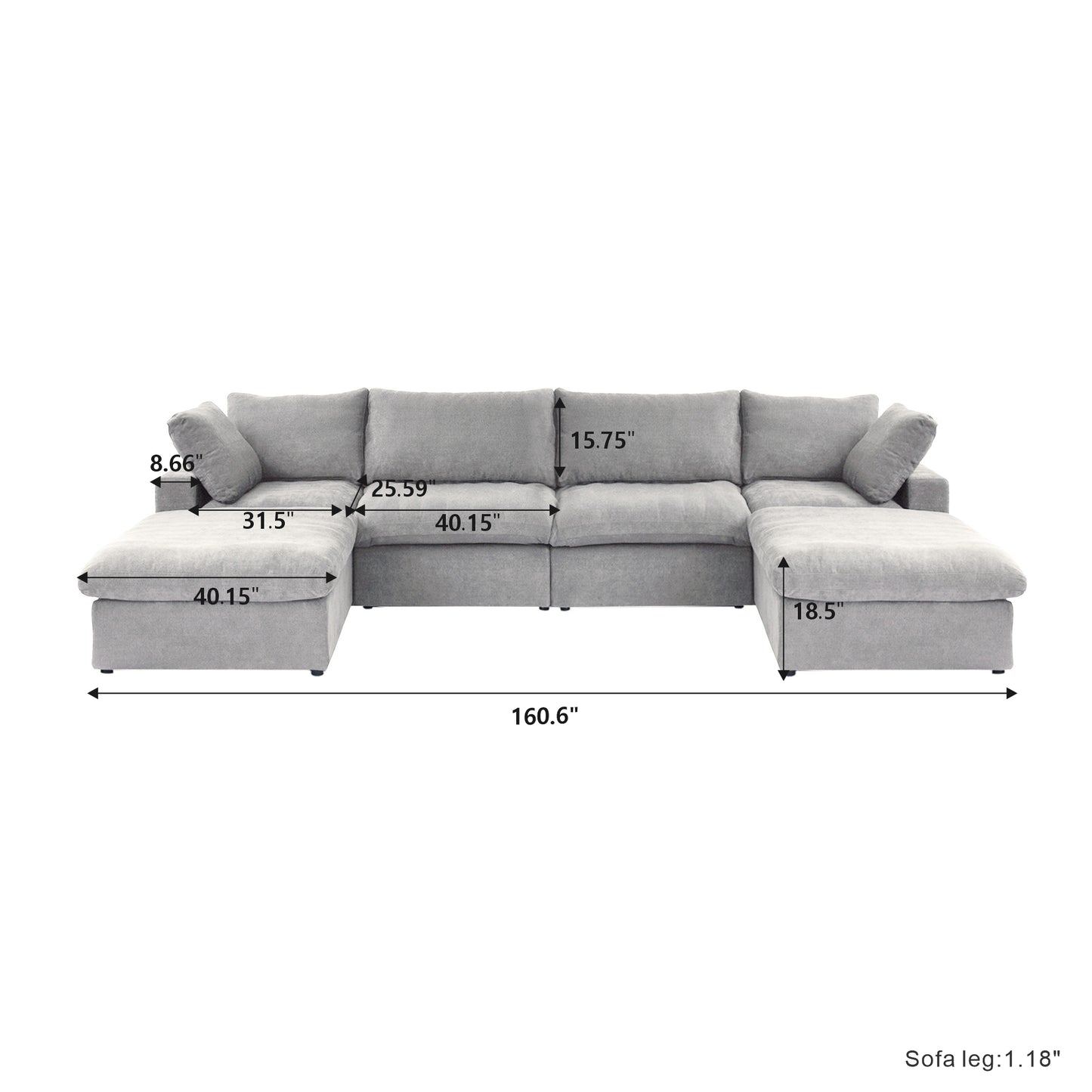 luxurious Corduroy Sectional Sofa Set (Gray) is crafted with a wooden frame and sponge filling, offering durability and comfort. Its modular design and modern style make it versatile for various settings like living rooms, villas, or hotels.
