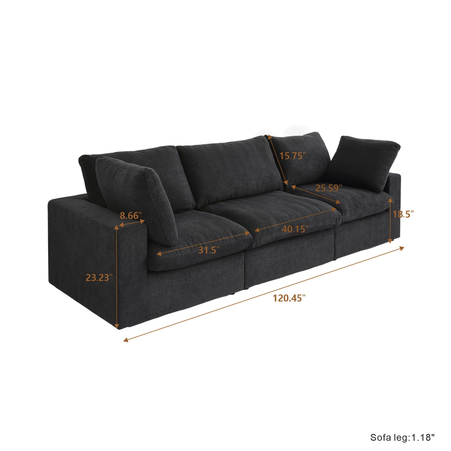 luxurious Corduroy Sectional Sofa Set (Black) is crafted with a wooden frame and sponge filling, offering durability and comfort. Its modular design and modern style make it versatile for various settings like living rooms, villas, or hotels.