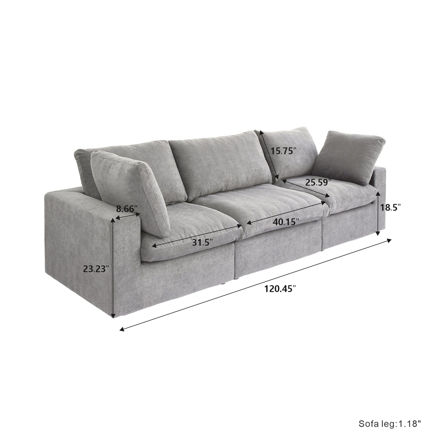 luxurious Corduroy Sectional Sofa Set (Gray) is crafted with a wooden frame and sponge filling, offering durability and comfort. Its modular design and modern style make it versatile for various settings like living rooms, villas, or hotels.