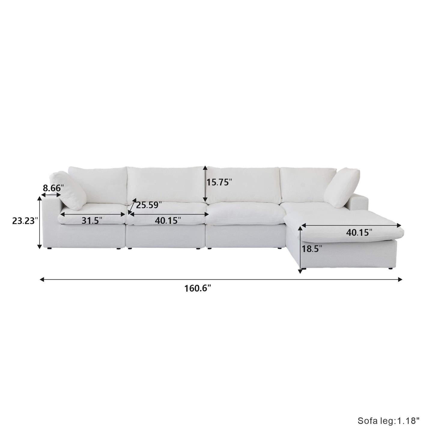 luxurious Corduroy Sectional Sofa Set (White) is crafted with a wooden frame and sponge filling, offering durability and comfort. Its modular design and modern style make it versatile for various settings like living rooms, villas, or hotels.