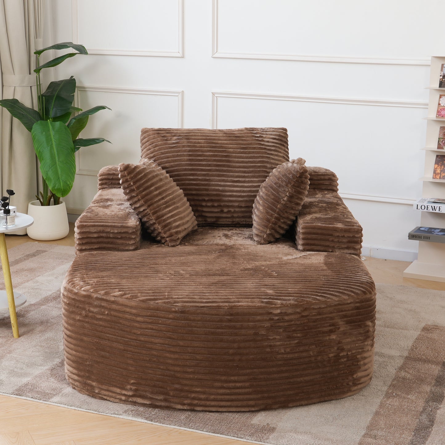 Atunus Modern Oval Corduroy Single Seat Sofa Chair