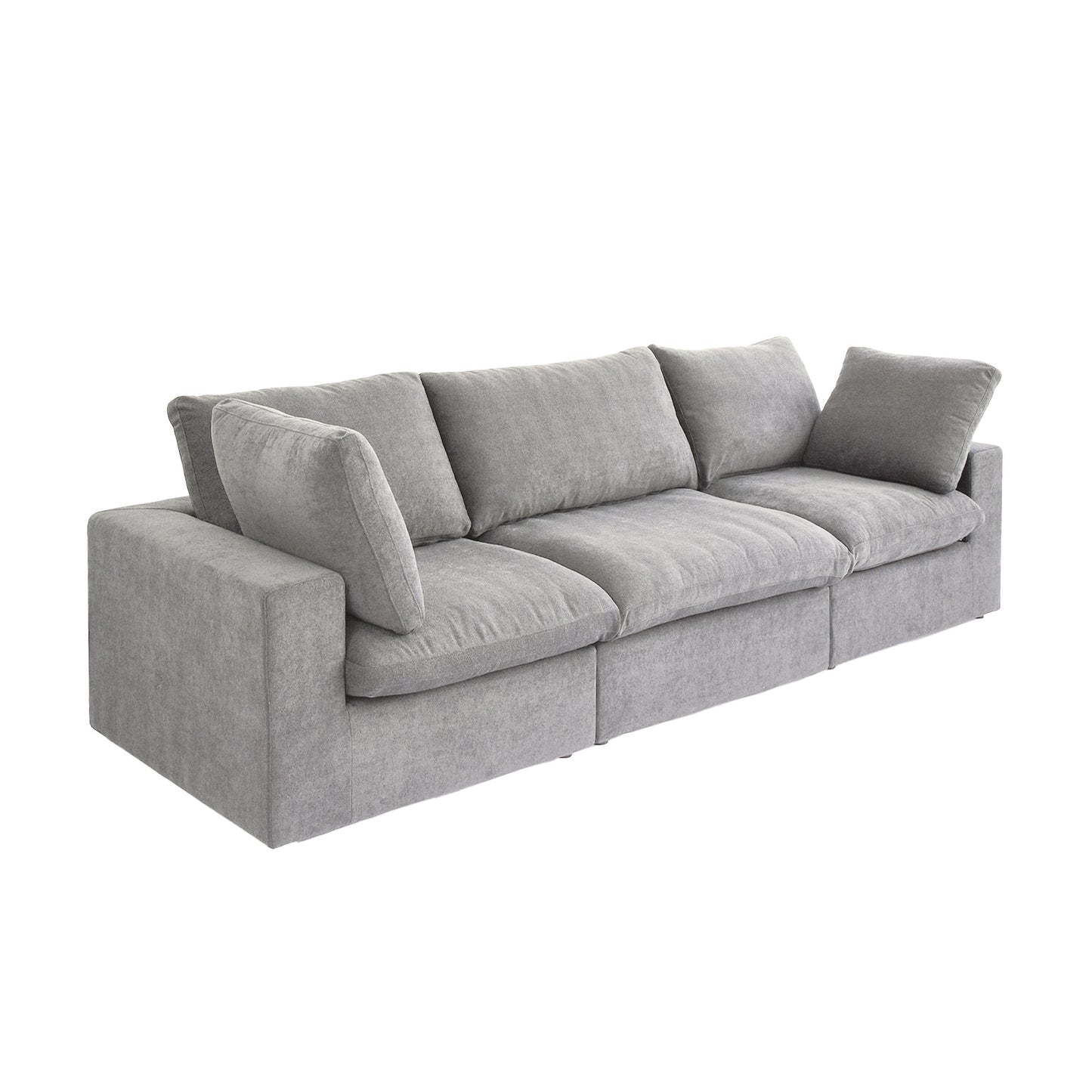 luxurious Corduroy Sectional Sofa Set (Gray) is crafted with a wooden frame and sponge filling, offering durability and comfort. Its modular design and modern style make it versatile for various settings like living rooms, villas, or hotels.