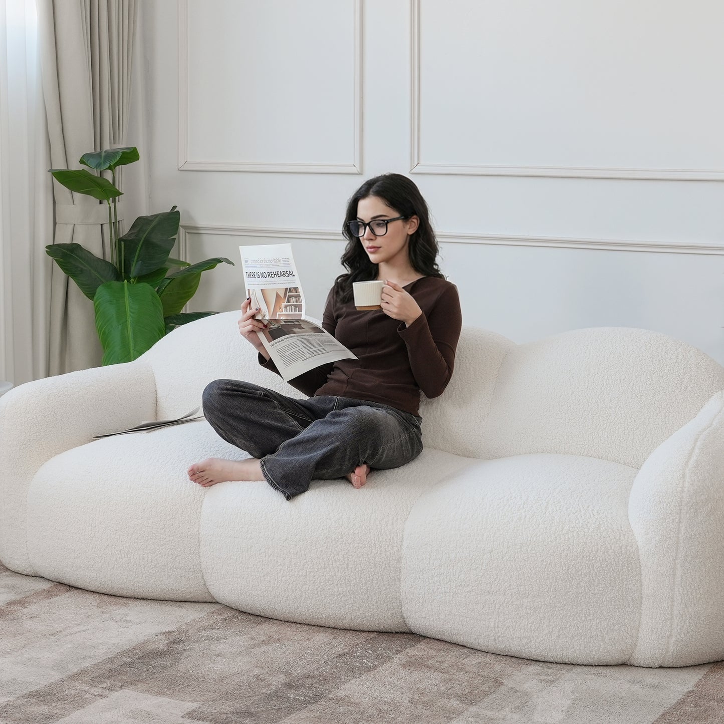 Luxury Cloud-Shaped Teddy Bouclé Sectional Sofa by Atunus