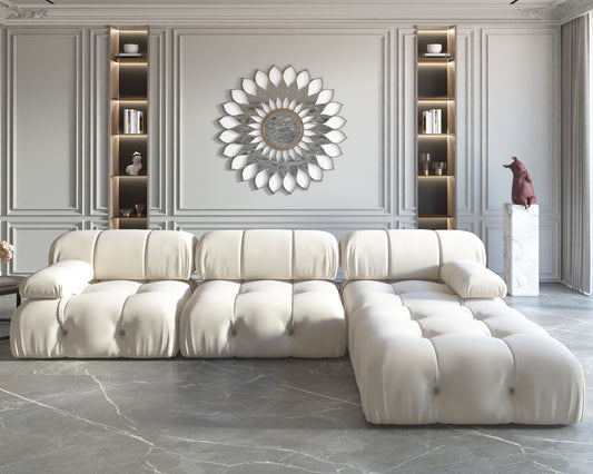 Atunus SF-105 Mario Bellini L-Shaped Velvet Modular Sectional Sofa