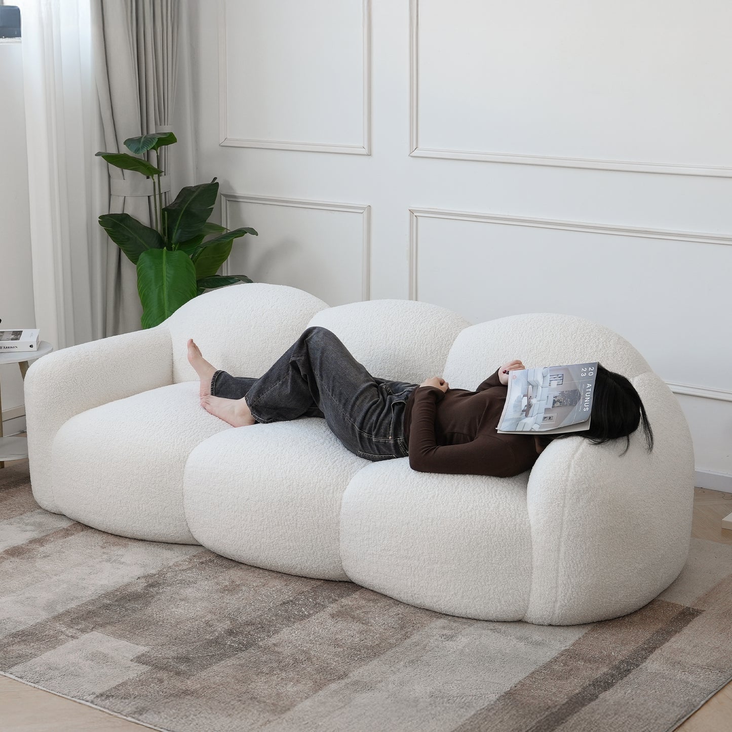 Luxury Cloud-Shaped Teddy Bouclé Sectional Sofa by Atunus