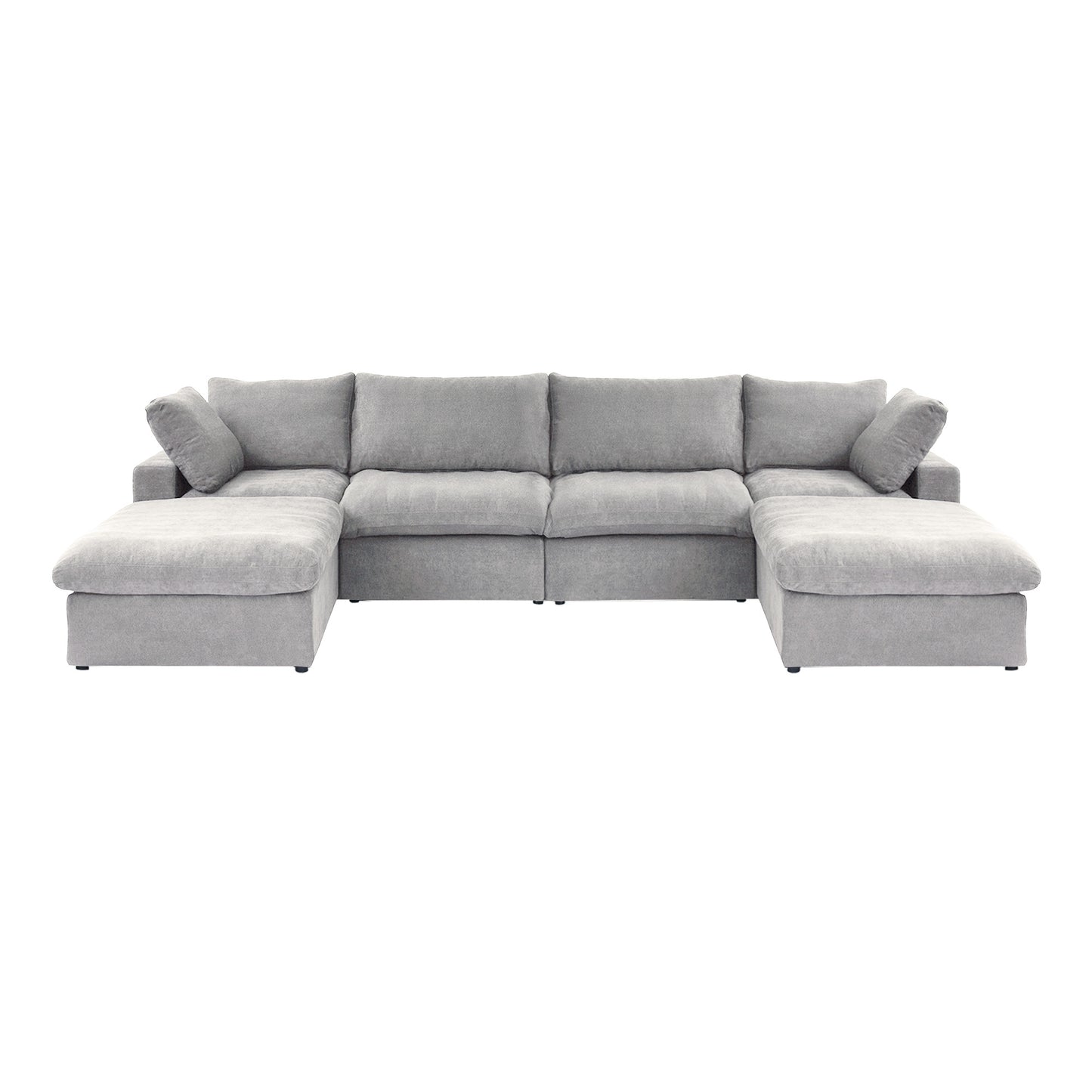 luxurious Corduroy Sectional Sofa Set (Gray) is crafted with a wooden frame and sponge filling, offering durability and comfort. Its modular design and modern style make it versatile for various settings like living rooms, villas, or hotels.