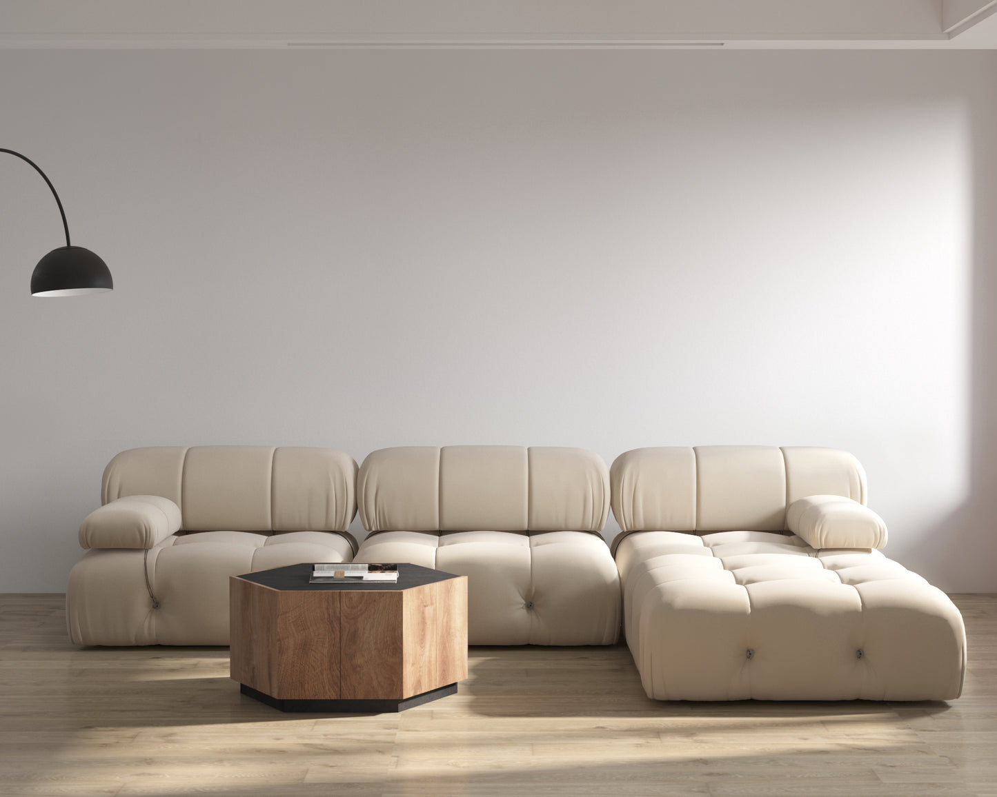 Atunus SF-105 Mario Bellini L-Shaped Velvet Modular Sectional Sofa