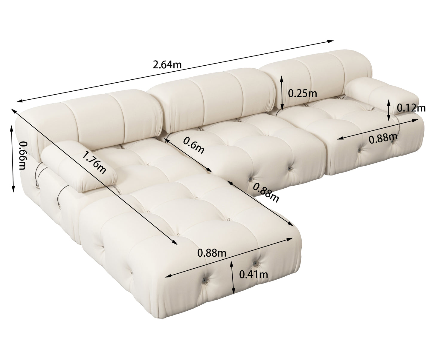 Atunus SF-105 Mario Bellini L-Shaped Velvet Modular Sectional Sofa